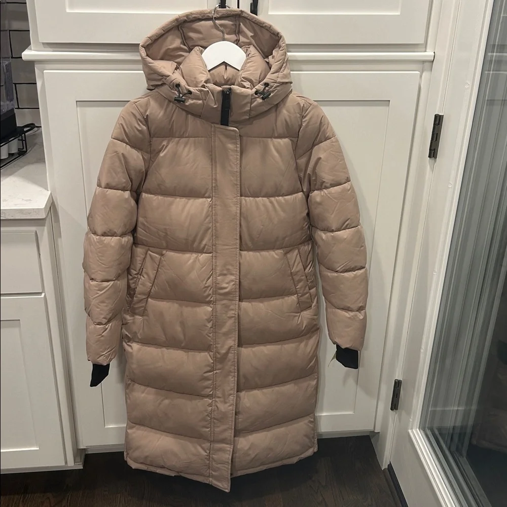 London Fog Women's Removable‎ Hood Ulta Long Puffer Coat - Latte